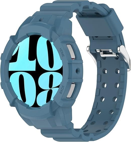 Case with Watch Band Compatible with Samsung Galaxy Watch 7 44mm, Anti-Scratch Bumper Protector Rugged Cover with Adjustable Strap Band for Galaxy Watch 7 44mm, One Size, Silicone, 0