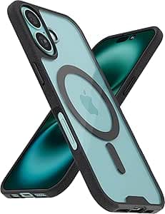 Smartish® iPhone 16 Magnetic Case - Gripmunk Compatible with MagSafe [Lightweight + Protective] Slim & Thin Grip Cover with Microfiber Lining for Apple iPhone 16 - Clearly Black