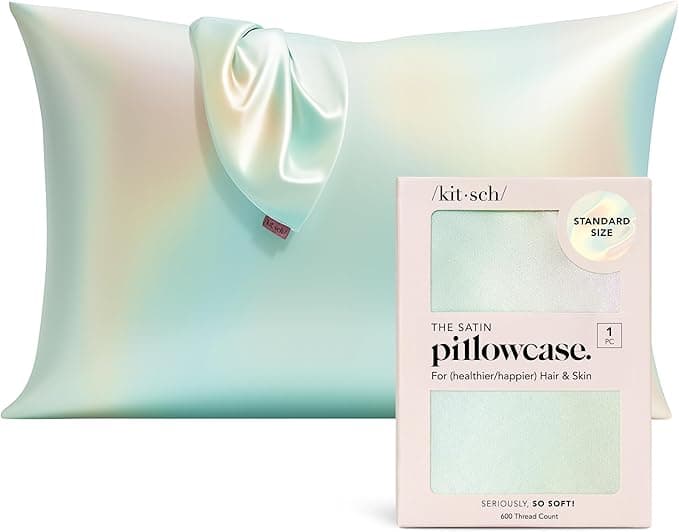 Kitsch Satin Pillowcase with Zipper for Hair & Skin, Softer Than Silk Pillow Cases Queen, Wrinkle-Free, Smooth and Cooling Satin Pillow Covers, Standard Size 19"x26" - Aura