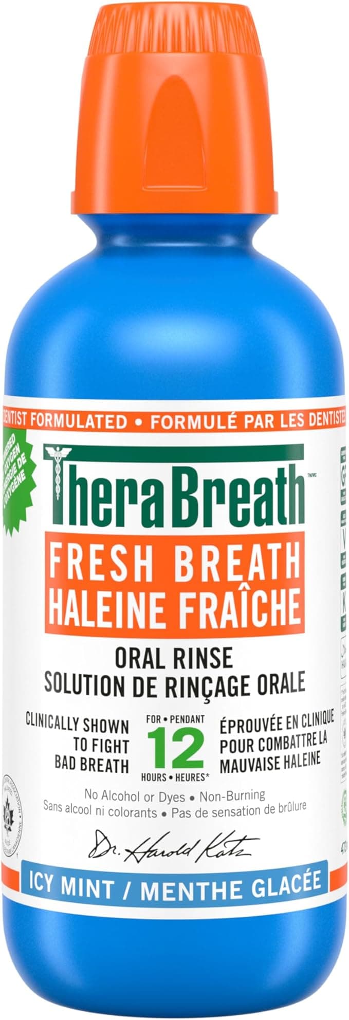 TheraBreath Fresh Breath Oral Rinse - Icy Mint | Fights Bad Breath | Certified Vegan, Gluten-Free, & Kosher | 473ml
