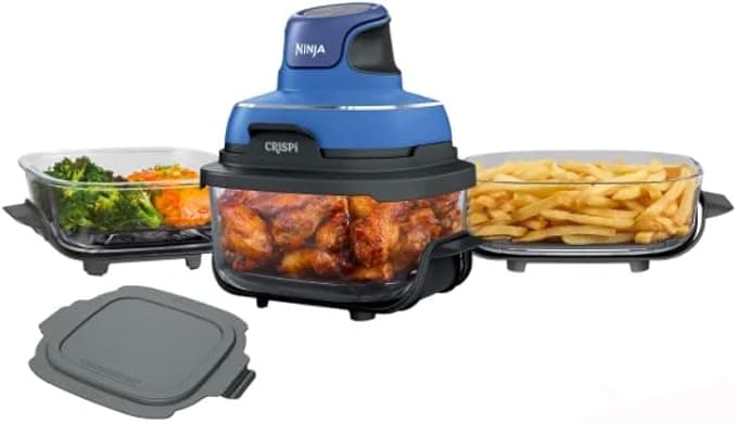 Ninja CRISPi Portable Air Fryer System, Blue, TempWare Glass Containers, 1500W, All-in-One Cooking, Space-Saving Design