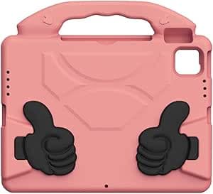 Case for iPad Pro 13 Inch M4 2024 / iPad Pro 13 inch M5 2025,Kids Friendly Shockproof Case with Thumbs Up Stand & Handle, Heavy Duty EVA Durable Protective Cover (Pink)