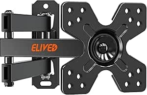 ELIVED TV Wall Mount for Most 13-30 inch TVs and Monitors, Swivel and Tilt Full Motion TV Mount Brackets, Rotation Articulating Extension Arm, Single Stud for Corner, Max VESA 100x100mm, 33 lbs.