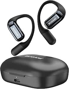 BUGANI Open Ear Headphones, Bluetooth 5.4 Wireless Earbuds with 60H Playtime, ENC Noise Cancelling Mic for Clear Calls, IPX5 Waterproof Sports Earphones for Running Workout Cycling
