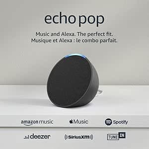 Amazon Echo Pop (newest model), Our smallest Alexa speaker, Fits in any room, Charcoal, with Alexa+ Early Access
