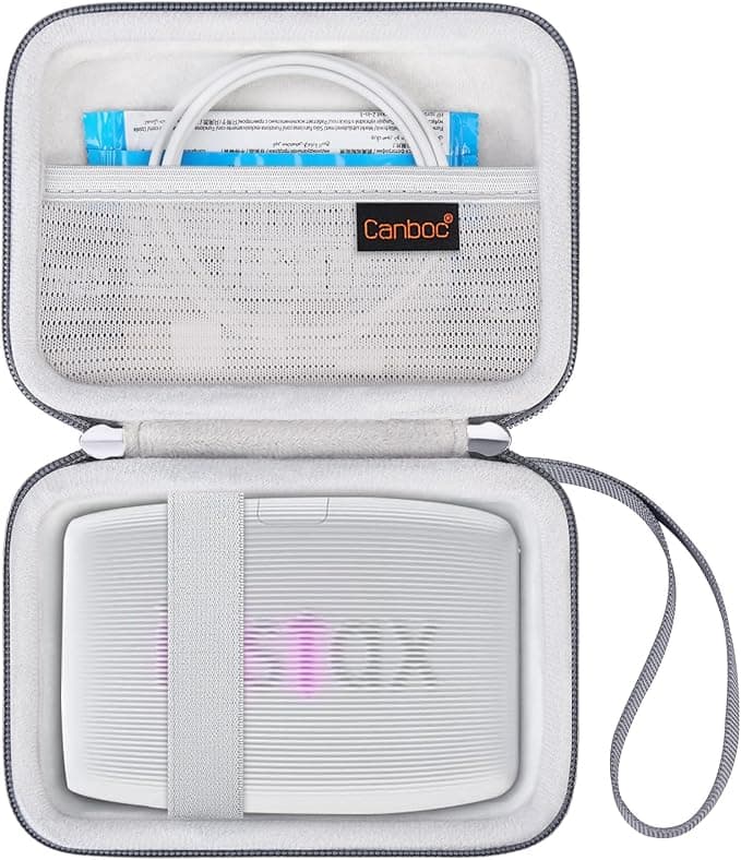 Canboc Hard Case for Fujifilm Instax Mini Link 3/ Fujifilm Instax Mini Link 2/ Instax Mini Link Smartphone Printer, Mesh Pocket fit Instax Mini Instant Film and Cable, Ash White