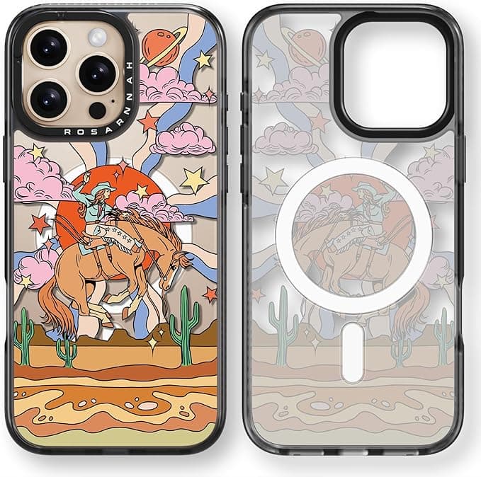 Magnetic for iPhone 16 Pro Max Magsafe Case Cute - Durable Shockproof 6.6 ft Drop Impact Phone Case - Black Funny Cowboy Design for iPhone 16 Pro Max 6.9"