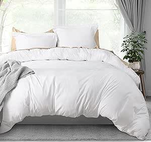 Utopia Bedding Duvet Cover Queen Size - 3 Piece with Zipper Closure - 1 Comforter Cover 90X90 Inches & 2 Pillow Shams 20X26 Inches (White) Comforter Not Included